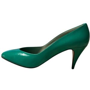 Vintage Martinez Valero *FLAWED* Green Leather Pointed Pumps 9.5 Narrow 80s 90s